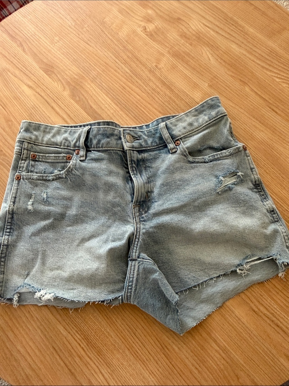 American Eagle Outfitters Distressed Light Blue Denim Shorts
